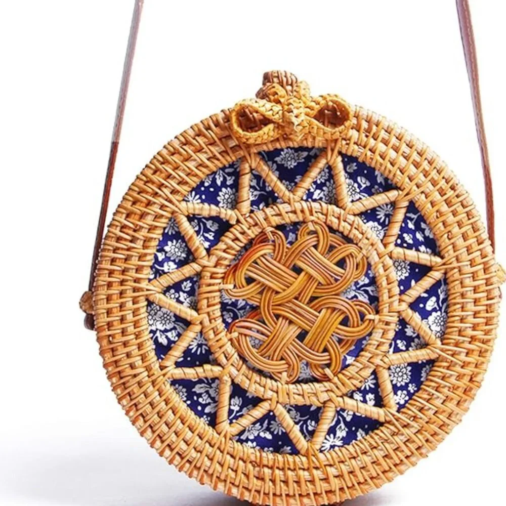 Shoulder Rattan Bag Straw Cross body - Picture 2 of 7